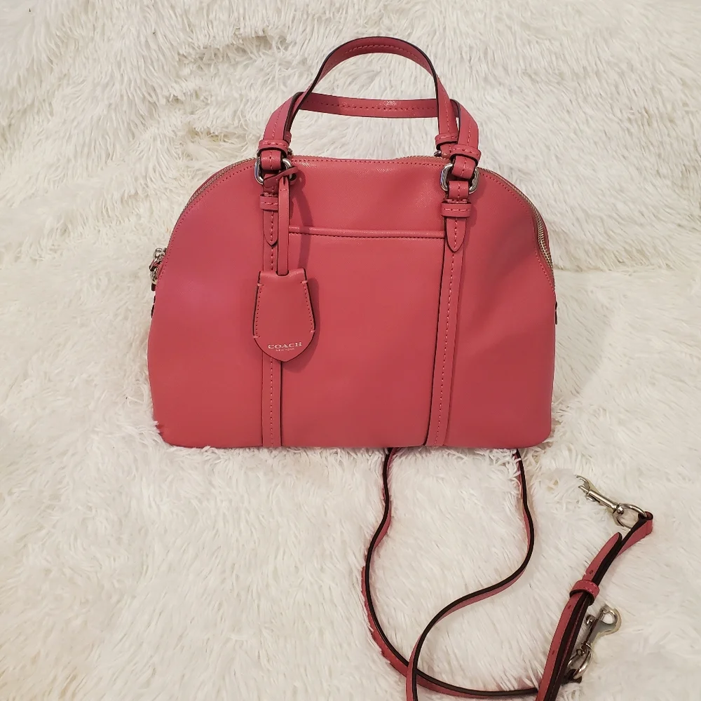 Coach Leather Cora Pink Dome Satchel 2-Way Bag